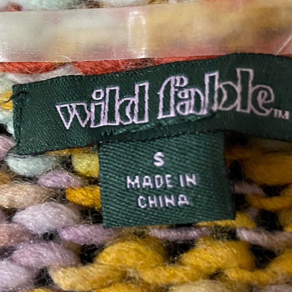 Wild Fable Multicolor Cropped Cardigan Sweater S Chunky Knit Twee Whimsical - Picture 7 of 9